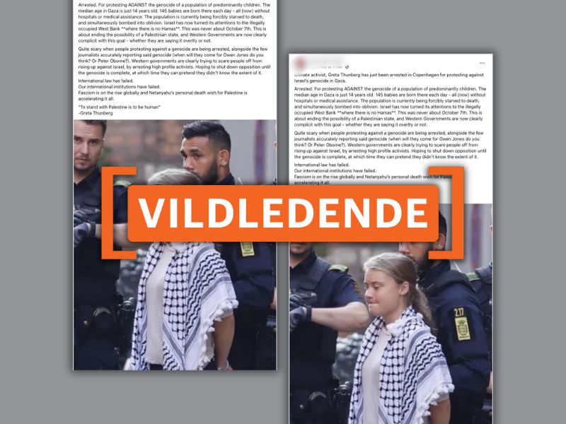 Greta Thunberg blev ikke anholdt for at "demonstrere mod Israels folkemord"